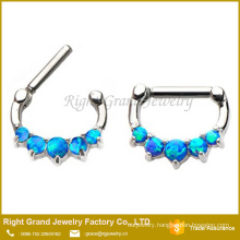 Stainless Surgical Blue Synthetic Opal Indian Nose Ring Jewelry